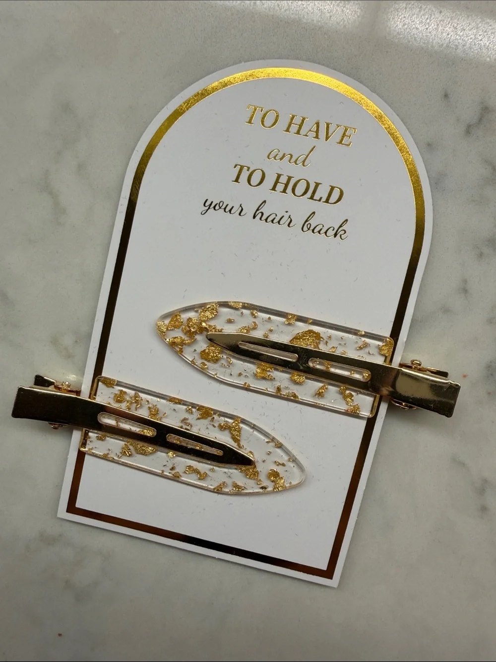 Gold Flake Clear Resin Hair Clips bridesmaid accessories
